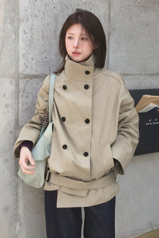 The Garance Double Breasted Windbreaker Jacket Detail – La Rose Couture Coats & Jackets