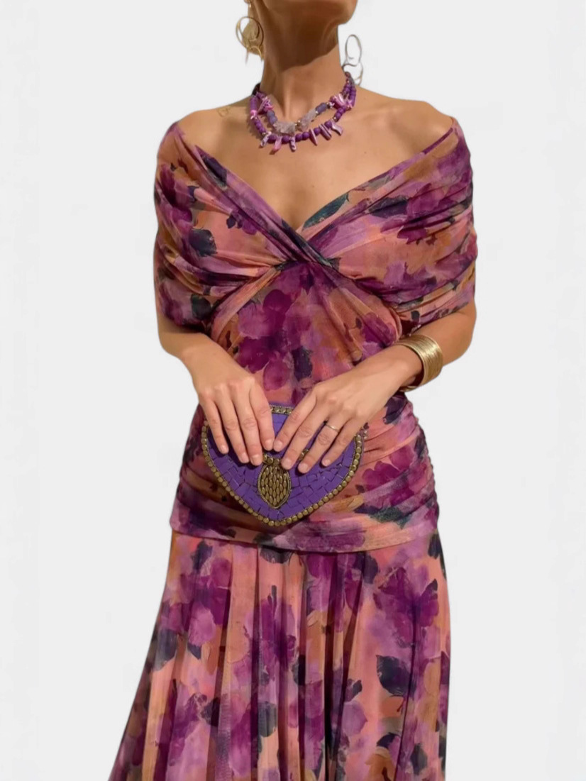Lady's summer netted printed halter top dress - Image 5