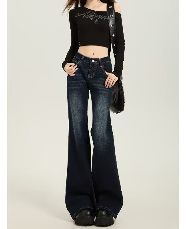 The Clemence Denim Wide Leg Pants Detail – La Rose Couture Trousers & Skirts