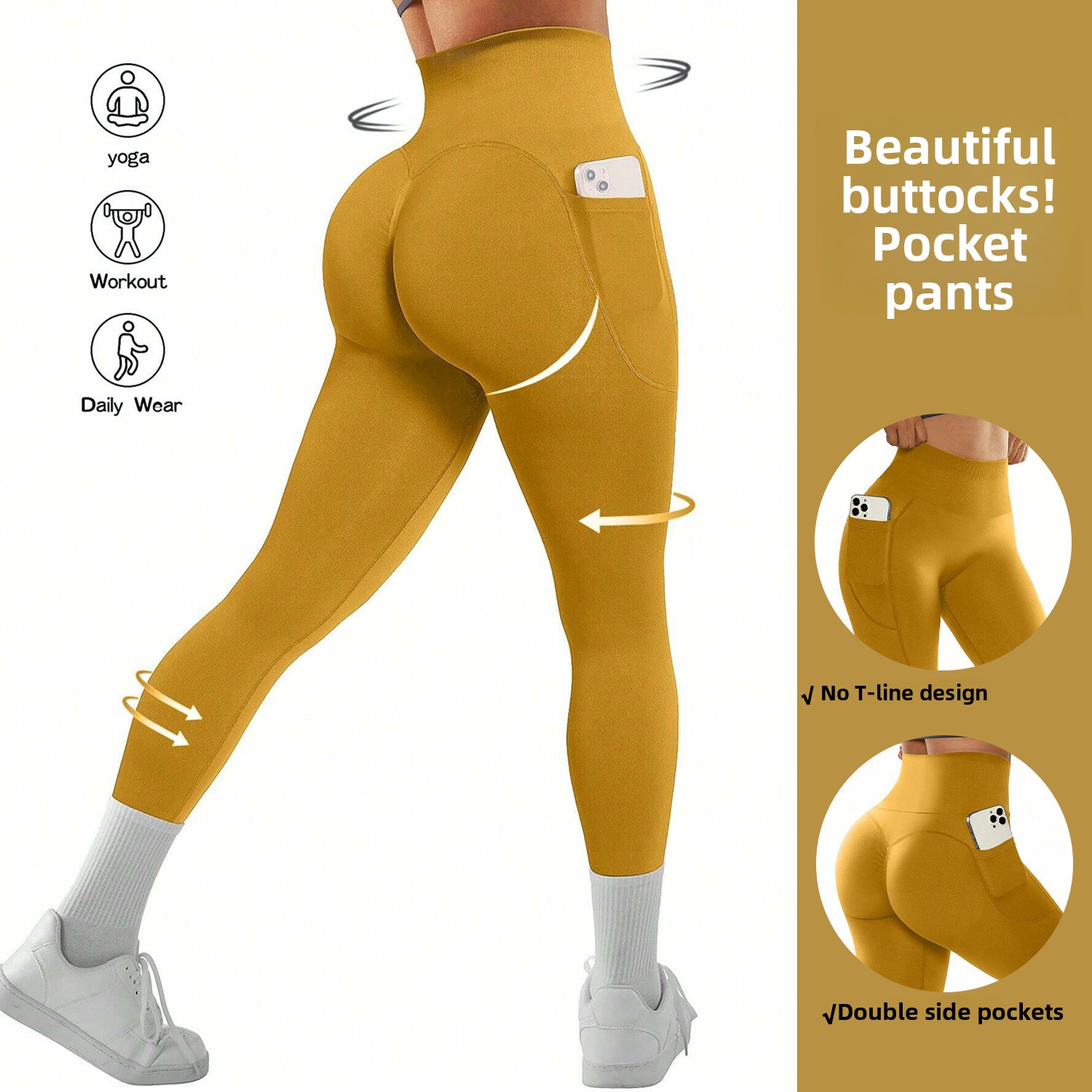 Women's high-waist pocketed athletic leggings