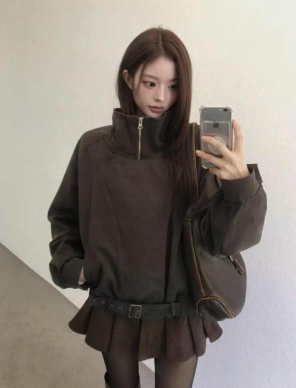 Stand Collar Relaxed Fit Woven Jacket