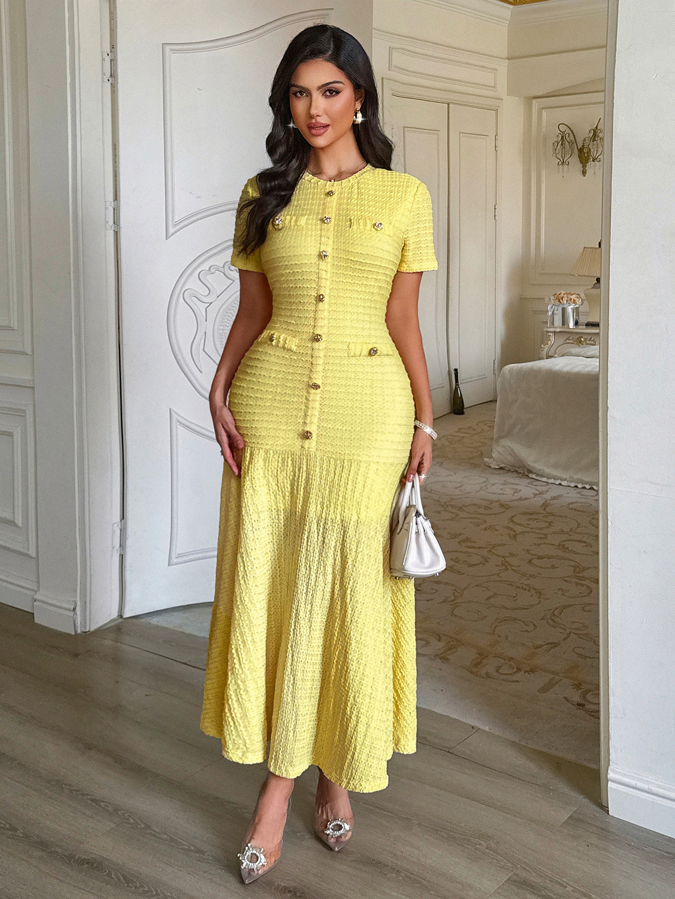 Womens Elegant Knit A-Line Dress - Image 4