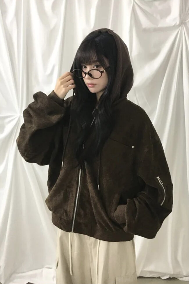 The Coralie Faux Two Piece Hooded Biker Jacket Detail – La Rose Couture Coats & Jackets