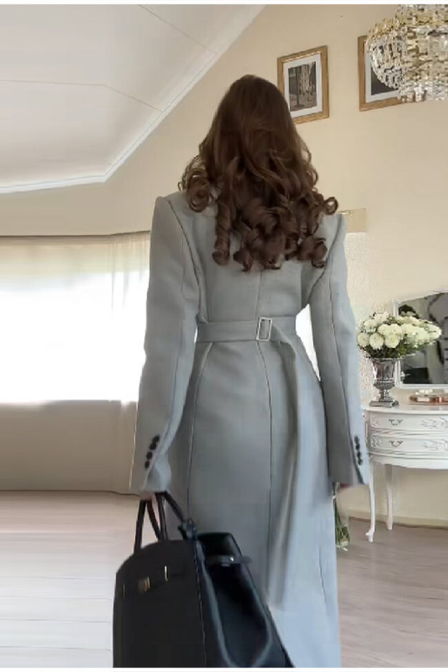 The Aurelia Spring New Lapel Single Breasted Slim Long Coat Detail – La Rose Couture Coats & Jackets