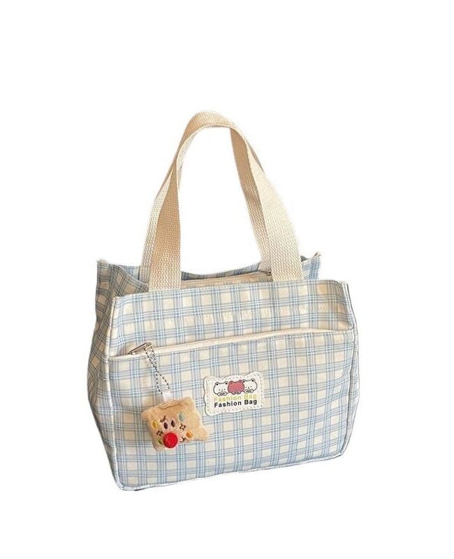 The Zephyrine Check Canvas Bag Lightweight Lunch Box Bento Tote Detail – La Rose Couture Handbags & Clutches