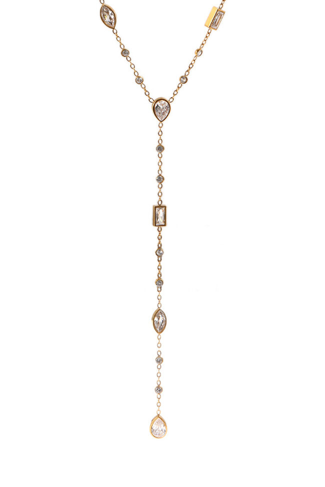 The Capucine Y Shaped Zircon Stainless Steel Necklace Detail – La Rose Couture Jewellery & Accessories
