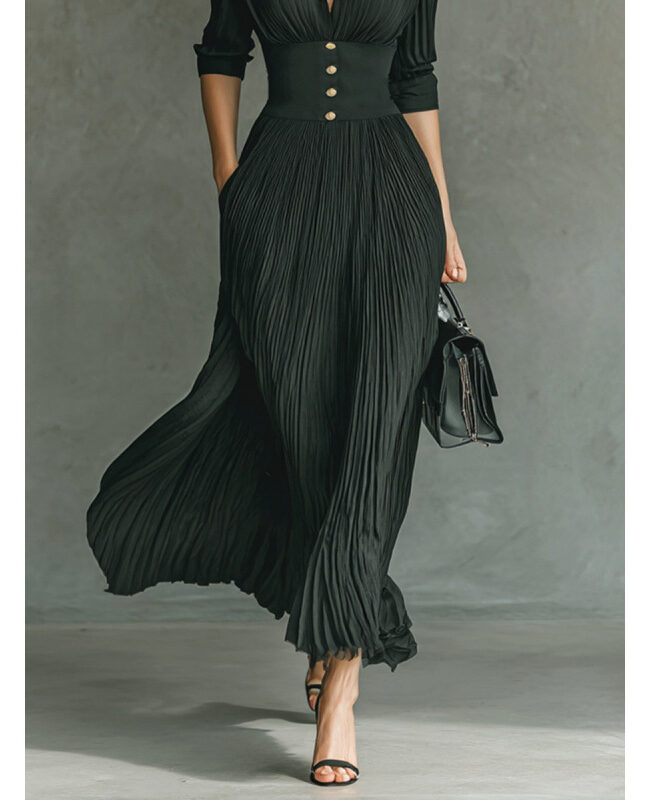 The Solene Elegant Pleated a Line Dress – La Rose Couture Dresses & Gowns