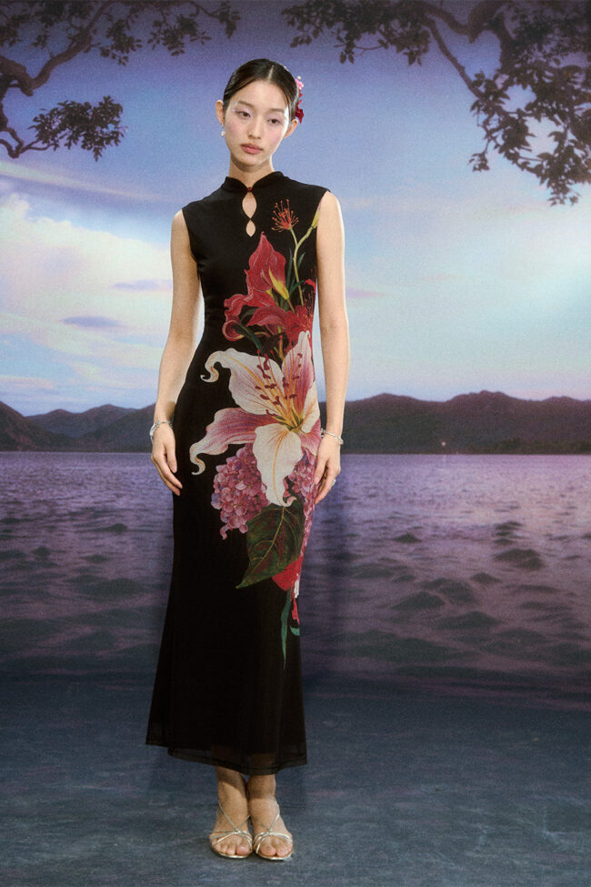 The Marlene Floral Gradient Mesh Cheongsam Dress – La Rose Couture Dresses & Gowns