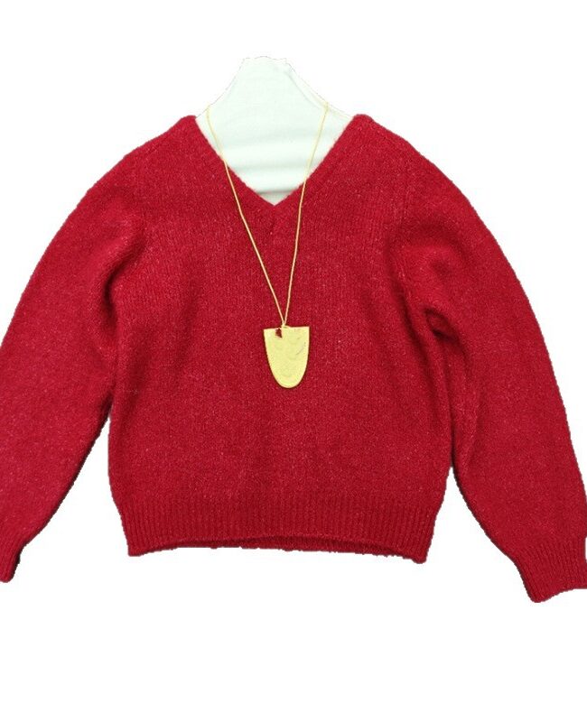 The Mathilde V Neck Knitted Pullover Long Sleeve Loose Fit Sweater Detail – La Rose Couture Tops & Blouses