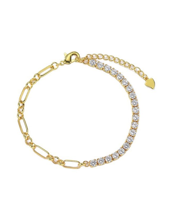 The Adrienne 3mm Zircon Dual Tone Chain Bracelet 18k Gold Plated Light Luxury Simple Jewelry Detail – La Rose Couture Jewellery & Accessories