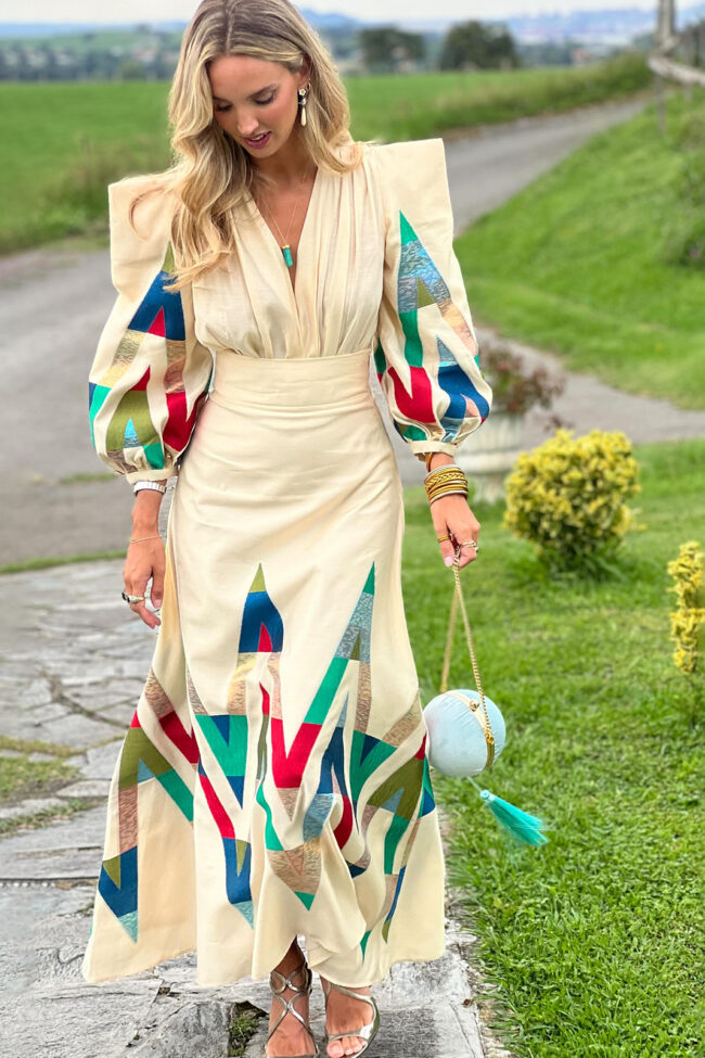 The Gisele Printed Pleated Dress – La Rose Couture Dresses & Gowns