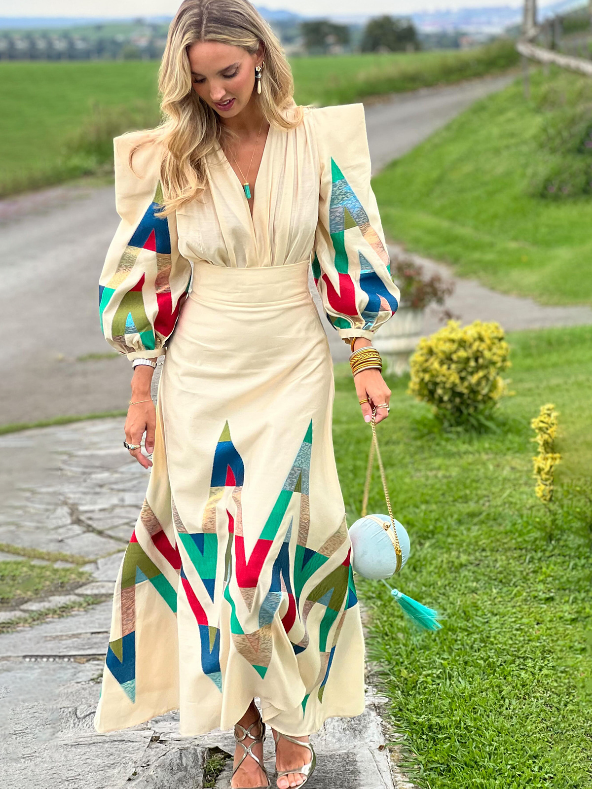 Printed Pleated Dress Women