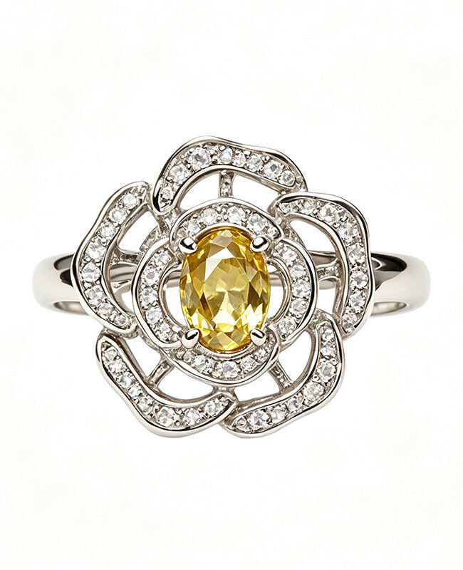 The Muriel Silver Natural Birthstone Flower Vintage Adjustable Ring Detail – La Rose Couture Jewellery & Accessories