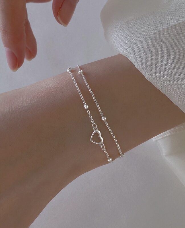 The Sixtine S925 Sterling Silver Double Layer Heart Pendant Bracelet – La Rose Couture Jewellery & Accessories