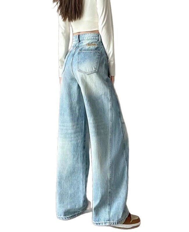The Carine Vintage Blue High Waisted Curved Leg Denim Trousers Detail – La Rose Couture Trousers & Skirts