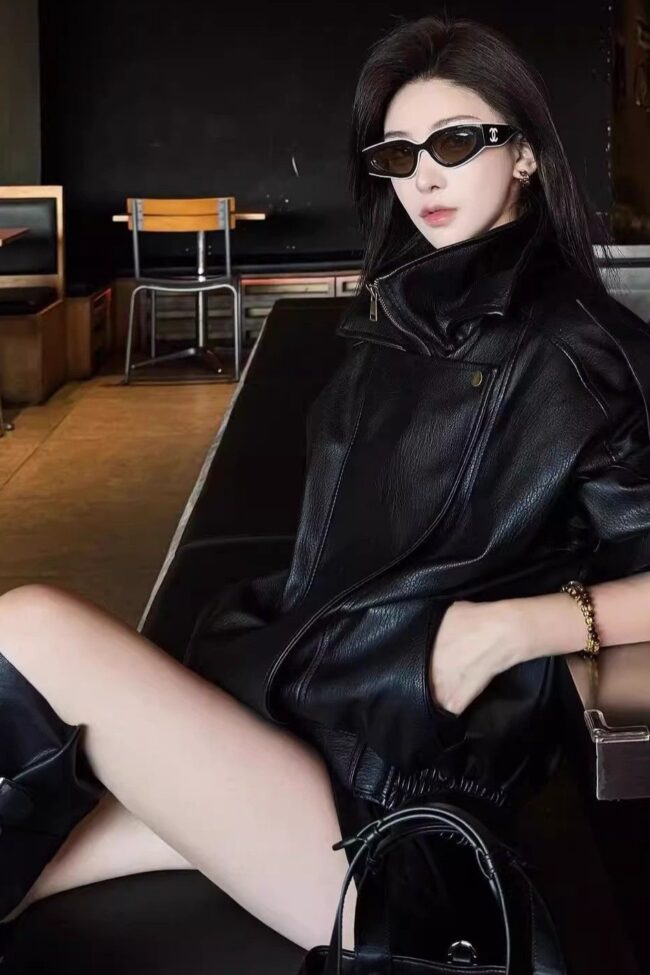 The Penelope Leather Jacket Detail – La Rose Couture Coats & Jackets