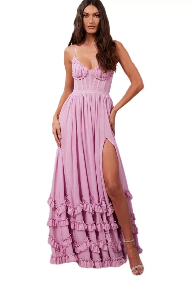 The Madeleine Summer Sleeveless V Neck Dress Detail – La Rose Couture Dresses & Gowns
