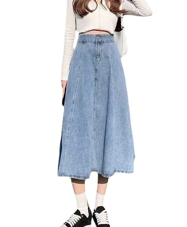 The Valentine High Waisted Denim a Line Skirt Detail – La Rose Couture Trousers & Skirts