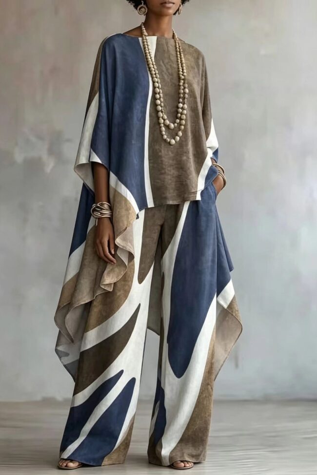 The Jeanne Geometric Print Two Piece Set – La Rose Couture Trousers & Skirts