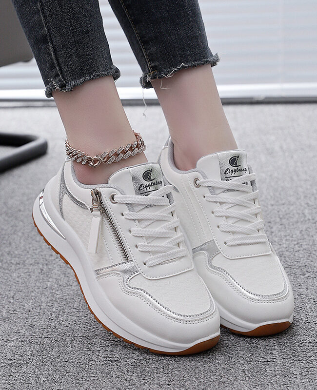 The Zoe Colorblocked Round Toe Pu Leather Flat Platform Casual Sneakers Detail – La Rose Couture Shoes & Footwear