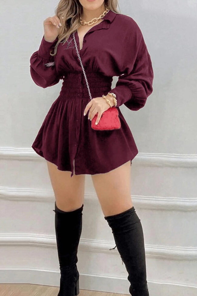 The Maelys Pleated Shirt Dress Long Sleeve Detail – La Rose Couture Dresses & Gowns