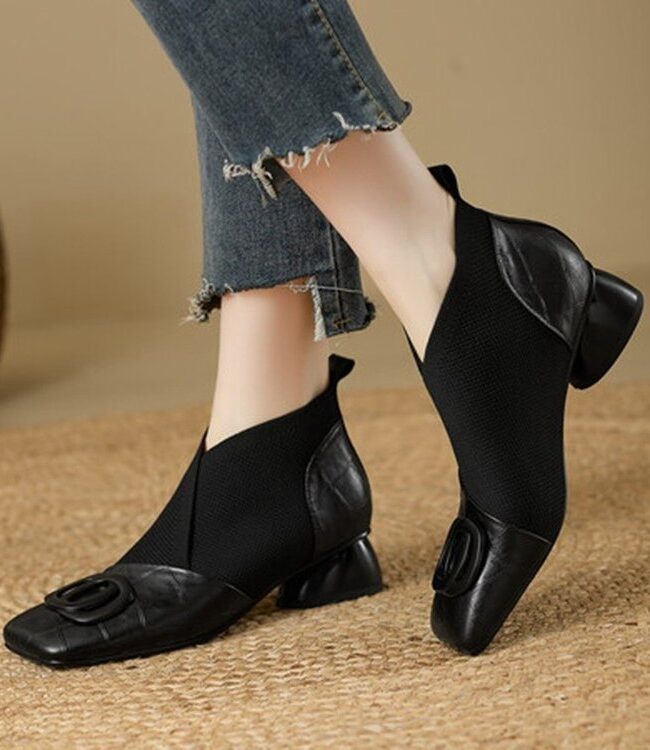 The Astrid Retro Square Toe Chunky Heel Shoes Detail – La Rose Couture Shoes & Footwear