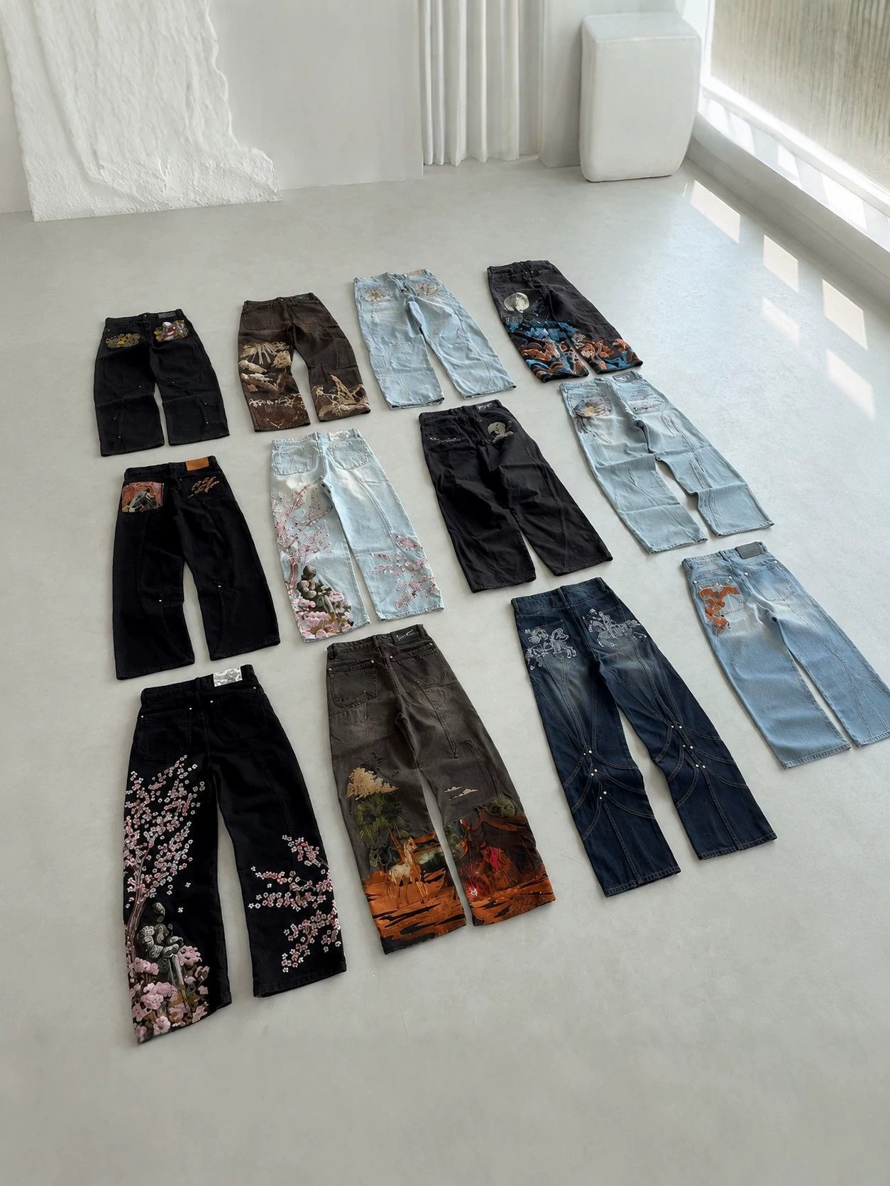 Embroidered Cotton Wide-Leg Trousers