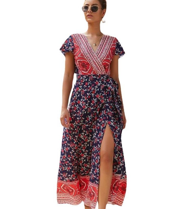 The Romane Bohemian 3d Print Sleeveless Dress Detail – La Rose Couture Dresses & Gowns