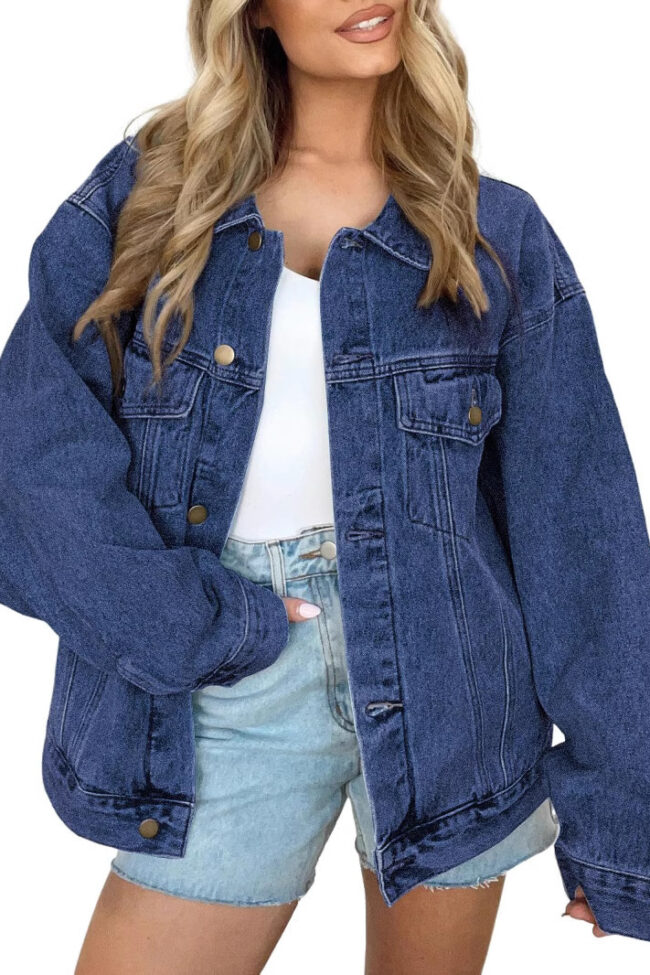The Estelle Denim Button Front Jacket Detail – La Rose Couture Coats & Jackets