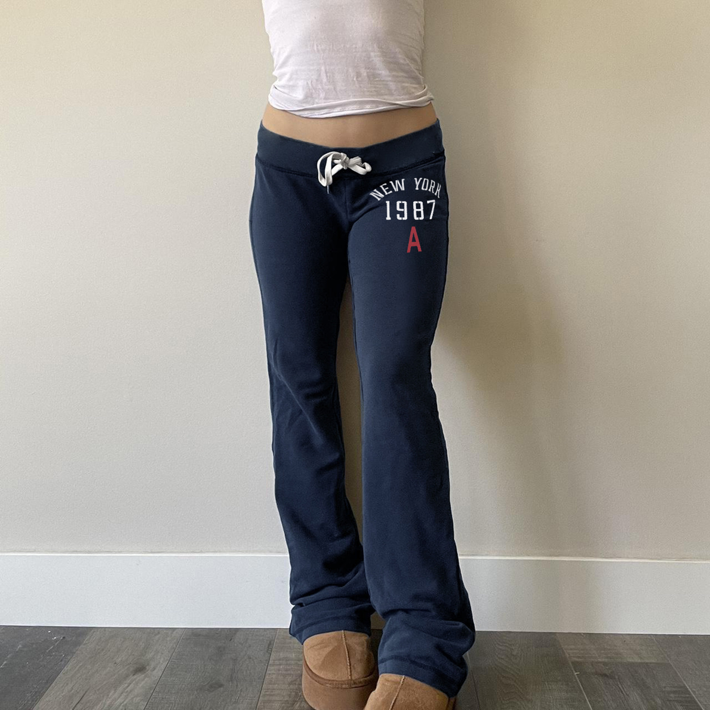 Women Low-Waist Tie-Dye Color-Block Flared Casual Pants - Image 3