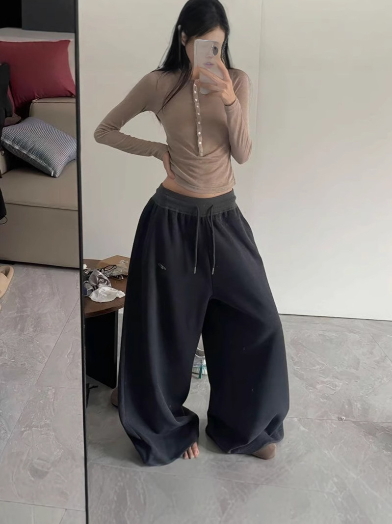 Women's Casual Retro Wide Leg Loose Hip Hop Streetwear Trousers - Image 5