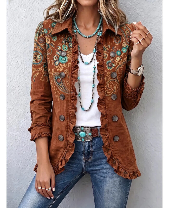 The Romane Ruffled Long Sleeve Cardigan Detail – La Rose Couture Coats & Jackets