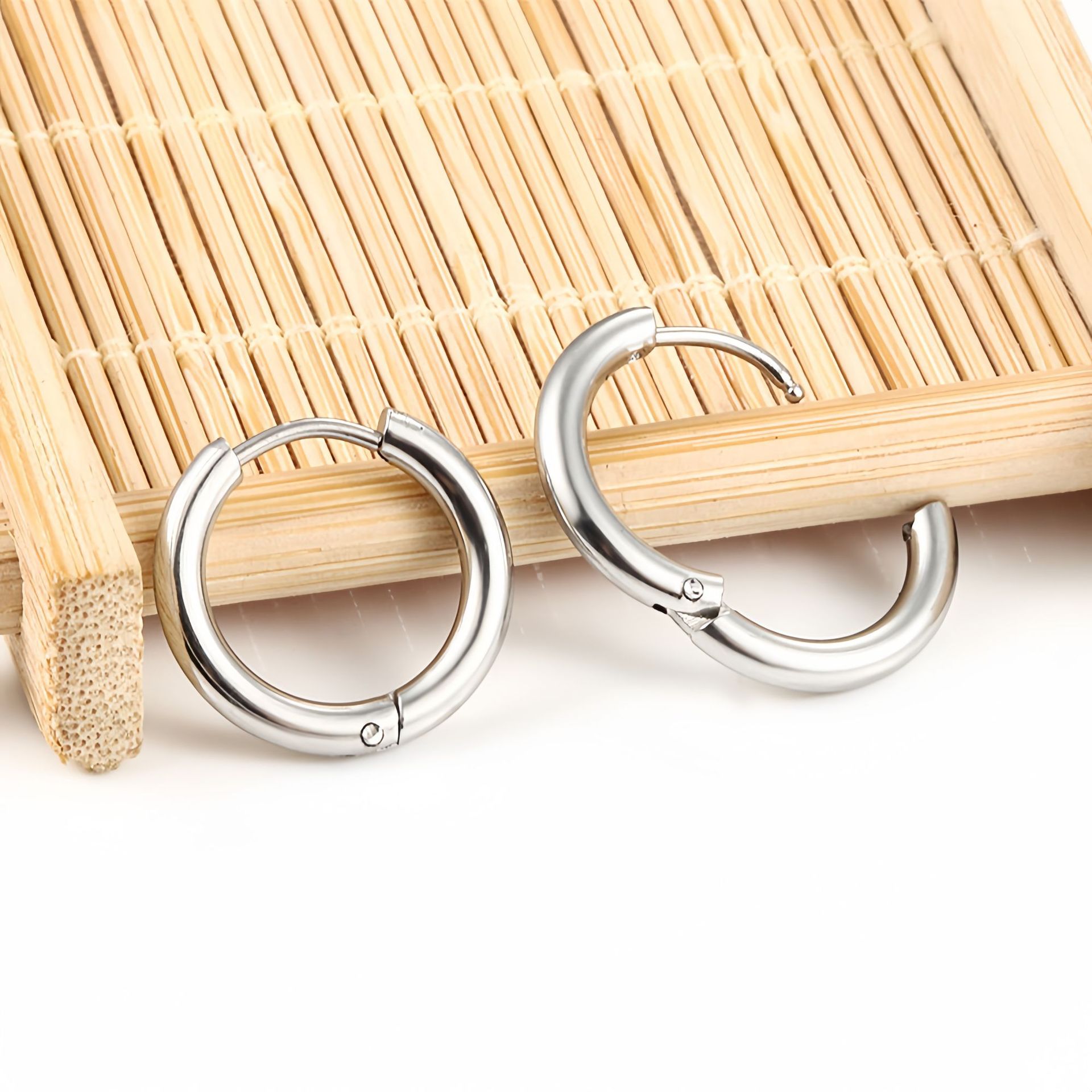 Round Plain Hoop Earrings Classic Minimalist Jewelry - Image 4