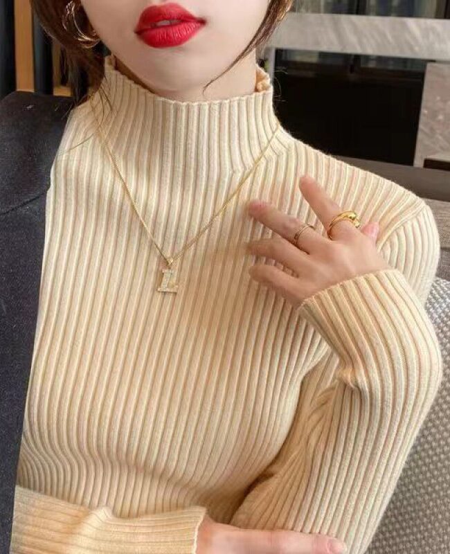 The Colette Half Neck Sweater for Slim Fit Knitted Fabric Detail – La Rose Couture Tops & Blouses