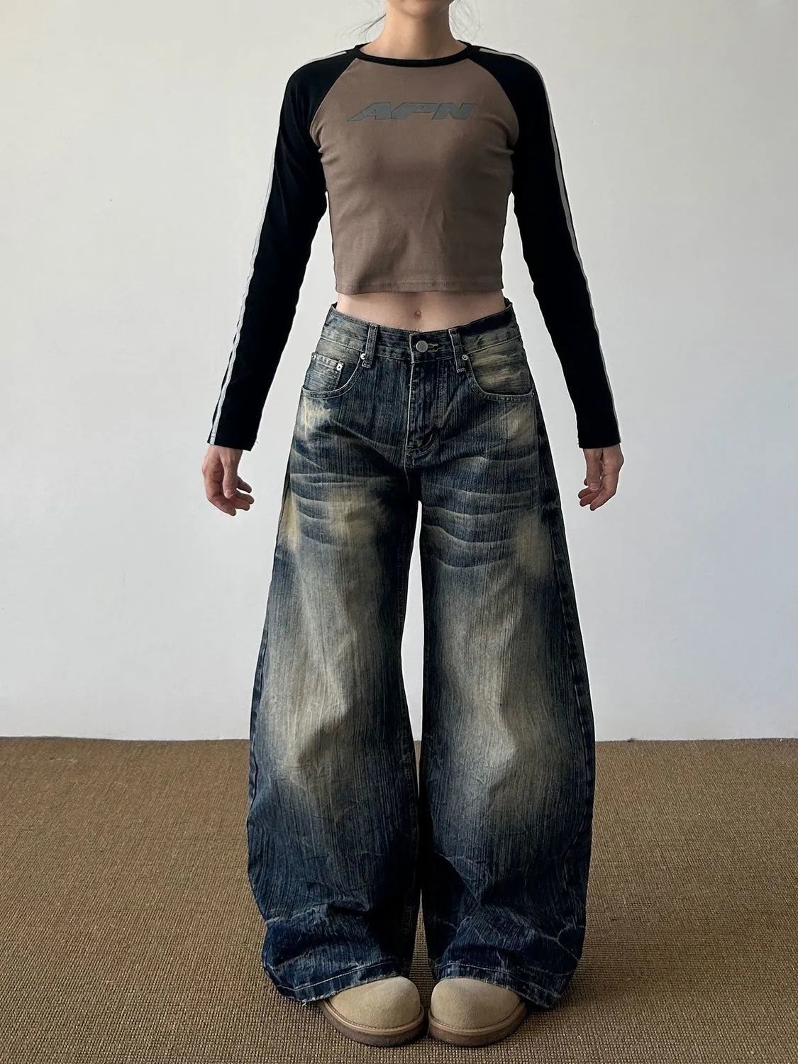Womens High Waist Wide Leg Jeans