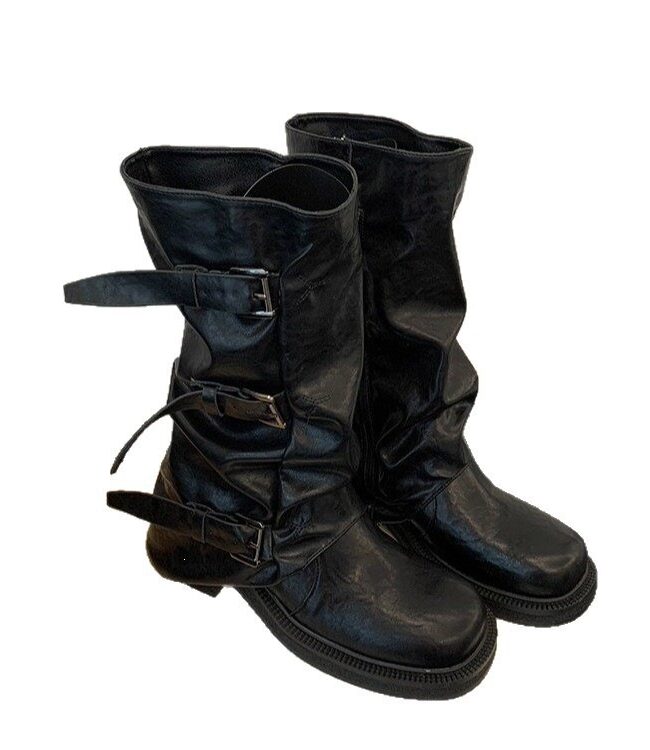 The Odette Square Toe Chunky Heel Mid Calf Boots Detail – La Rose Couture Shoes & Footwear