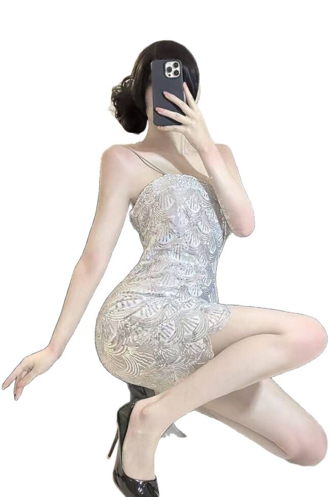 The Tatiana Sequined One Shoulder Suspender Dress Detail – La Rose Couture Dresses & Gowns