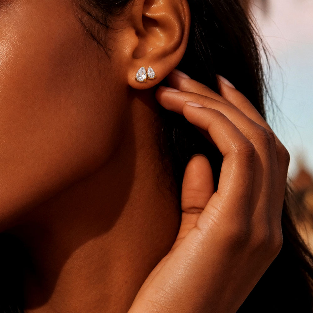 Heart Shaped Zircon Stud Earrings