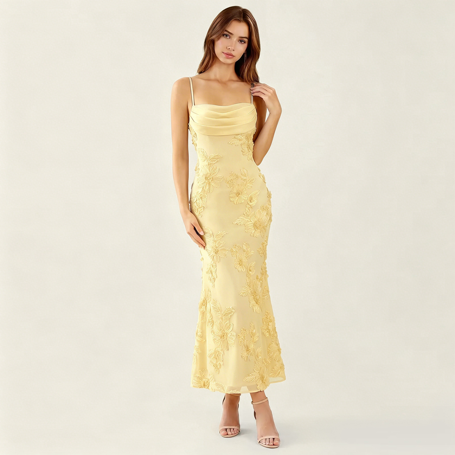 Womens French-Style Strapless Floral Dress - Image 2