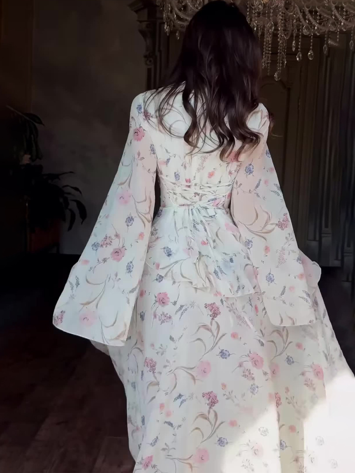 Floral Print Long Sleeve Dress - Image 3