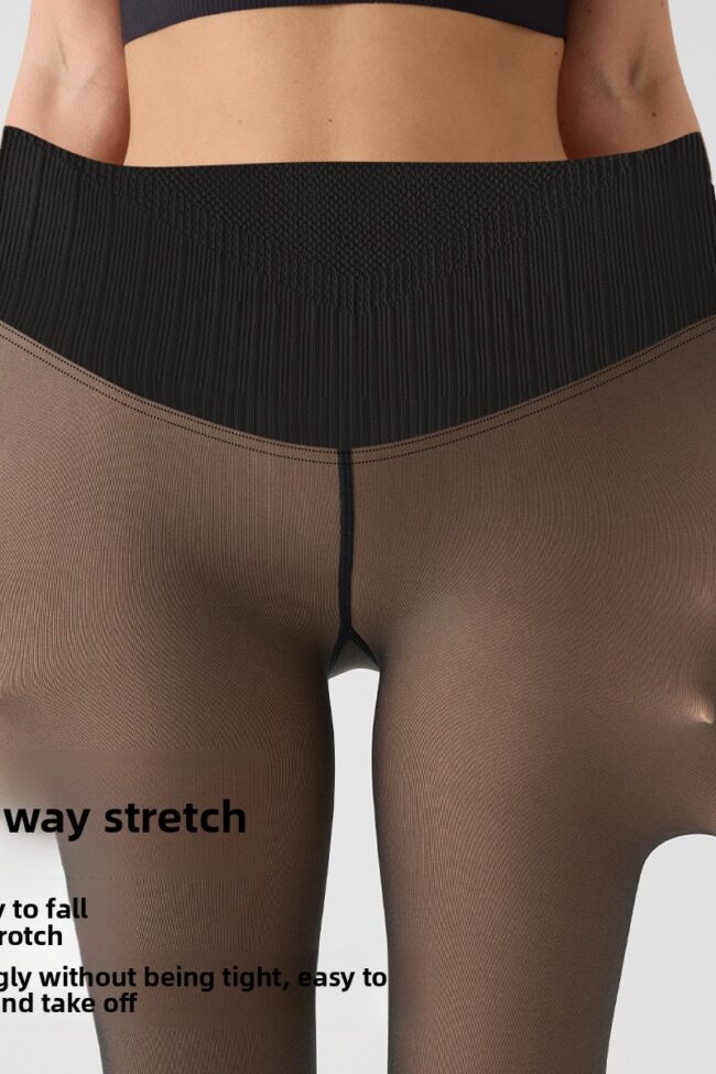 The Dorothee Fleece Lined High Waist Sheer Leggings Detail – La Rose Couture Trousers & Skirts