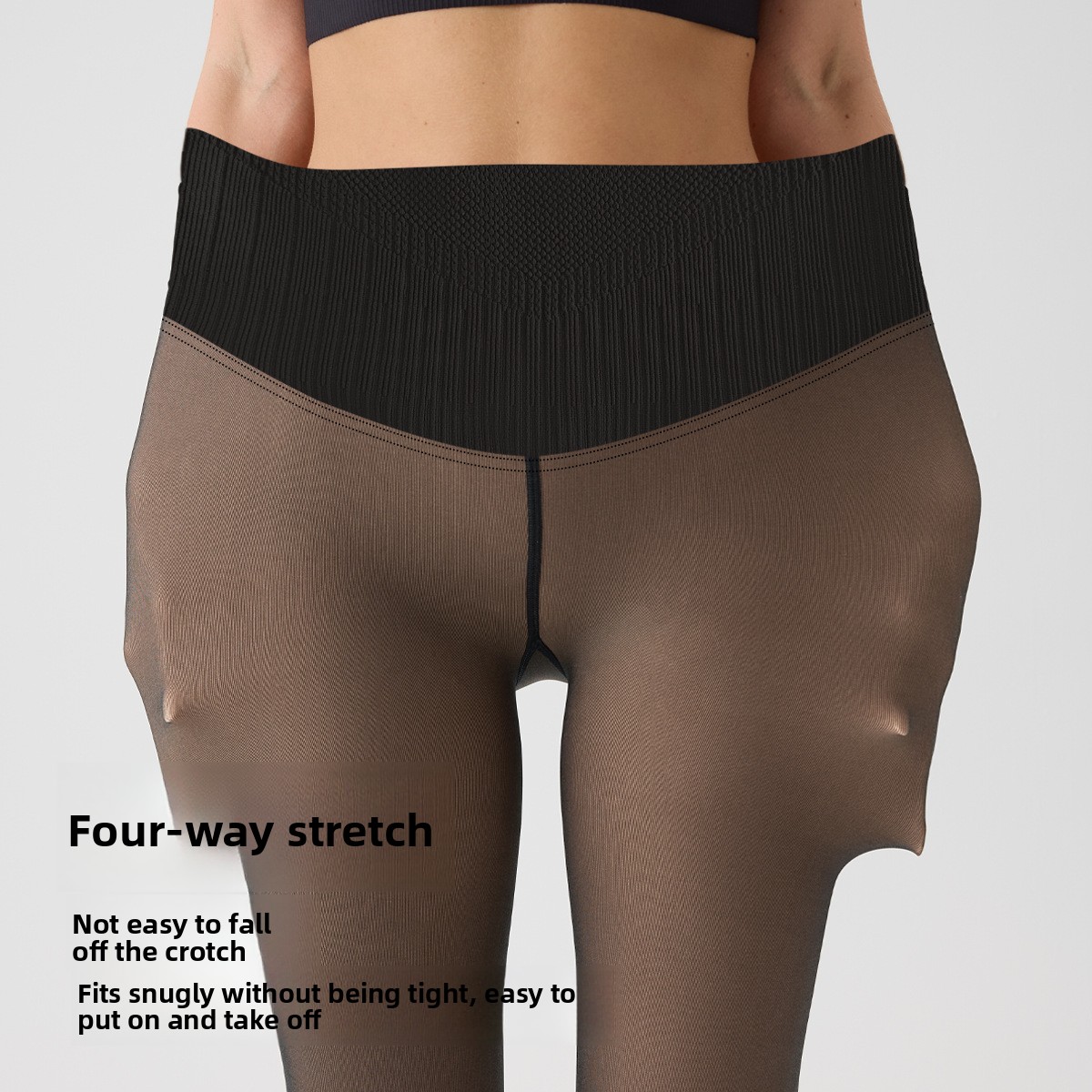 Fleece Lined High Waist Sheer Leggings - Image 3