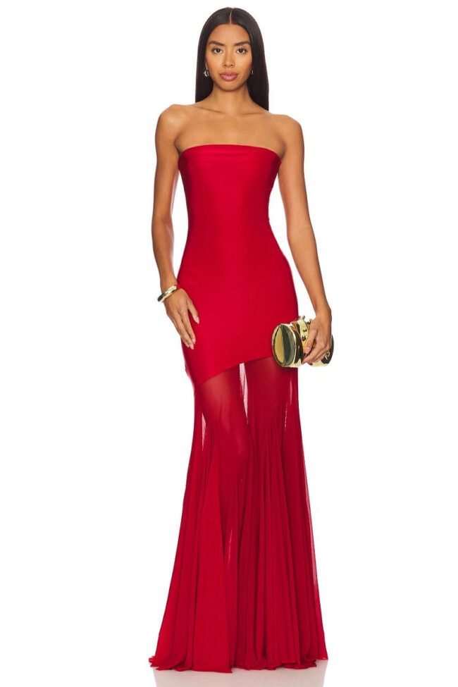 The Madeleine a Full Skirted Net Silk Plain Colored Long Dress Detail – La Rose Couture Trousers & Skirts