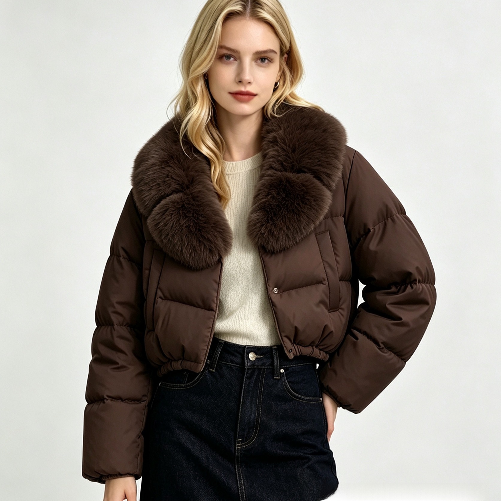 women's short stylish warm down jacket