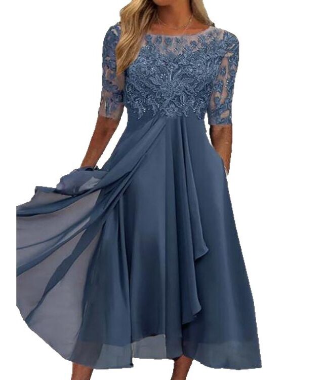 The Aurelia Elegant Chiffon Lace Spliced Dress Detail – La Rose Couture Dresses & Gowns