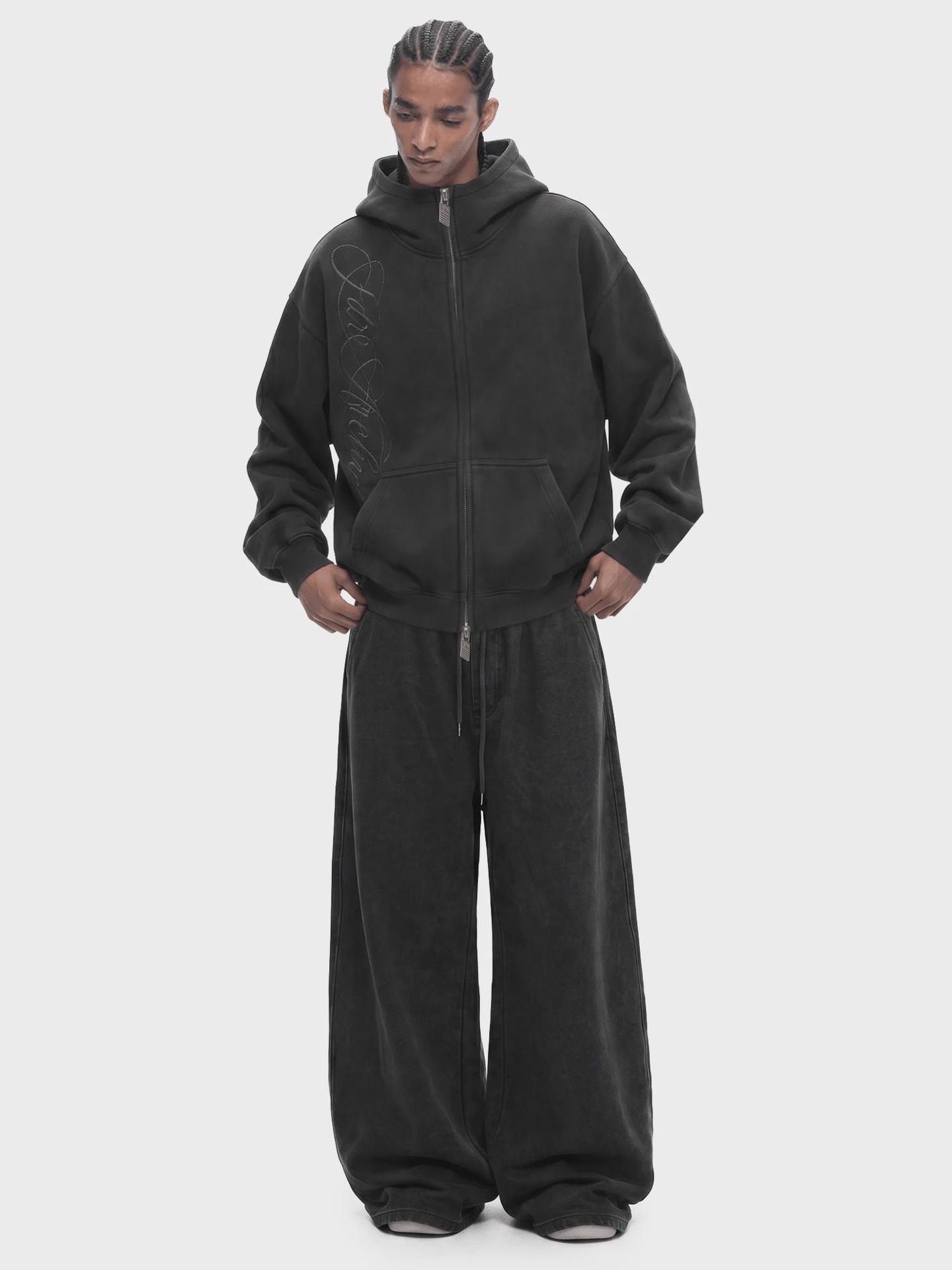 Printed high-neck pullover with hood and zipper vest - Image 4