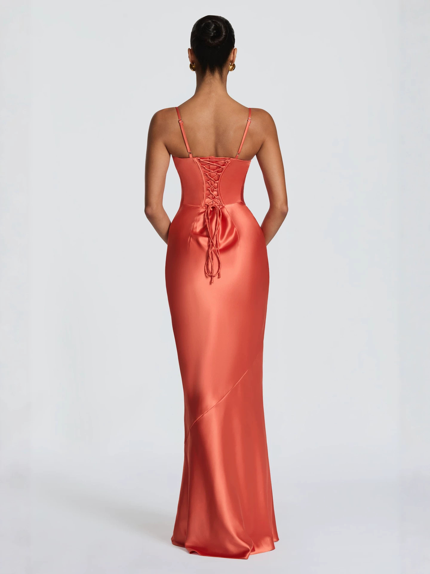 Elegant Satin Spaghetti Strap Mermaid Hem Long Dress - Image 2