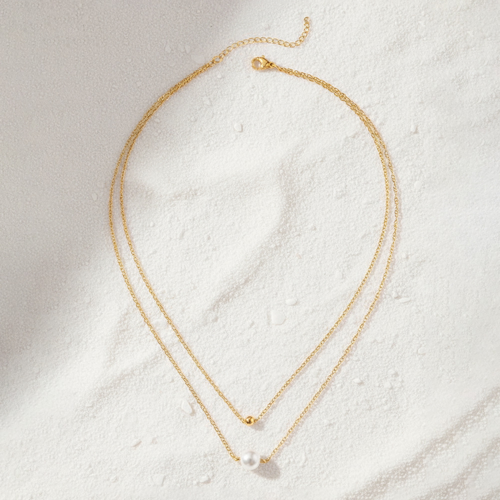 Double Layer Imitation Pearl Necklace - Image 5