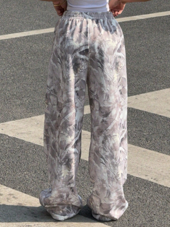 Printed Slim Wide-Leg Pants - Image 3
