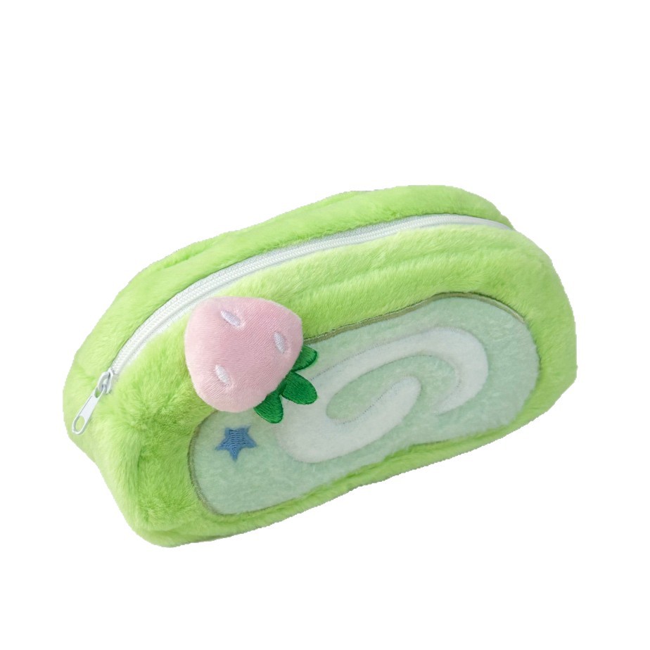 Cute Plush Swiss Roll Large Capacity Makeup Stationery Storage Pouch - Image 5